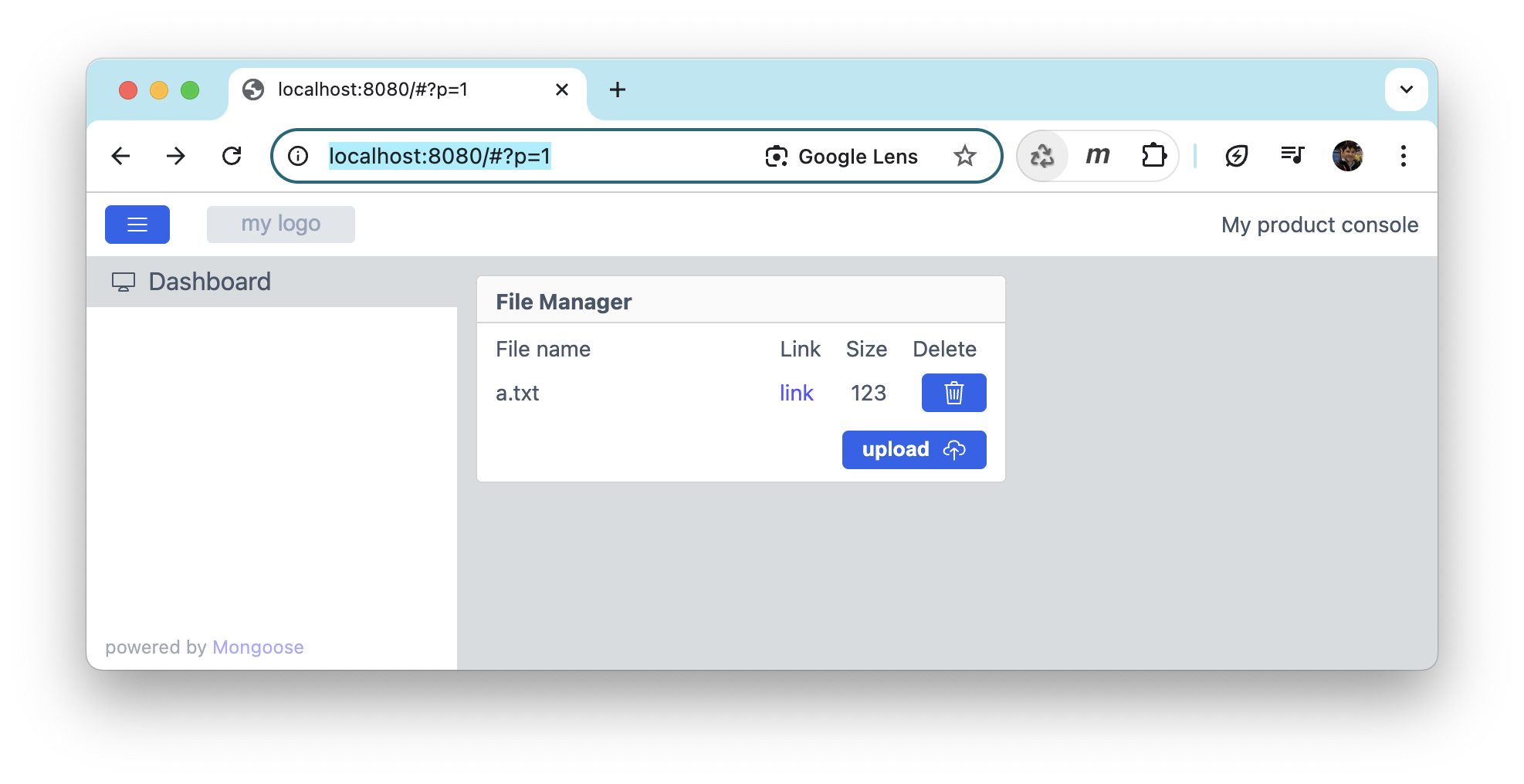 Web File Manager screenshot