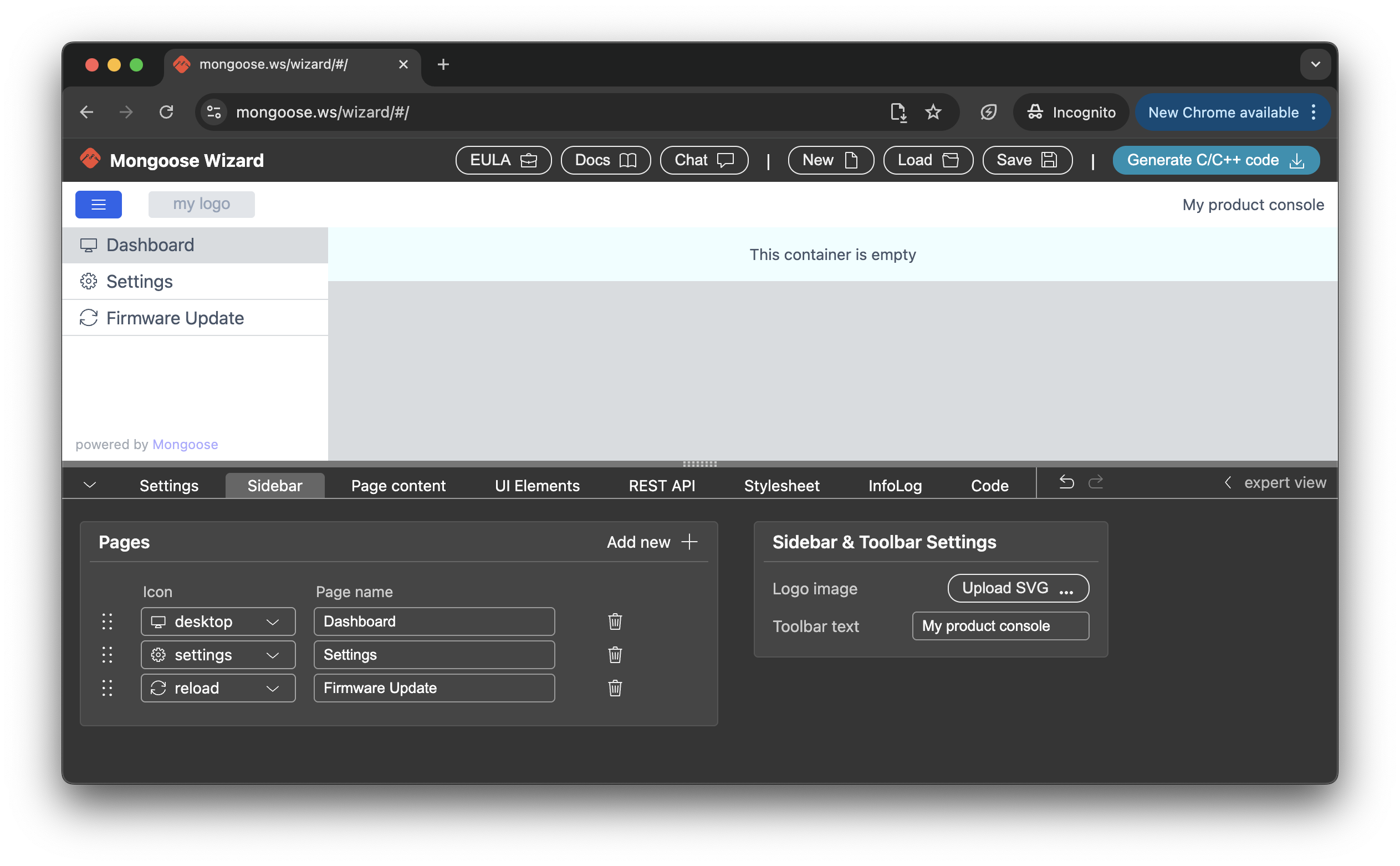 Web UI pages