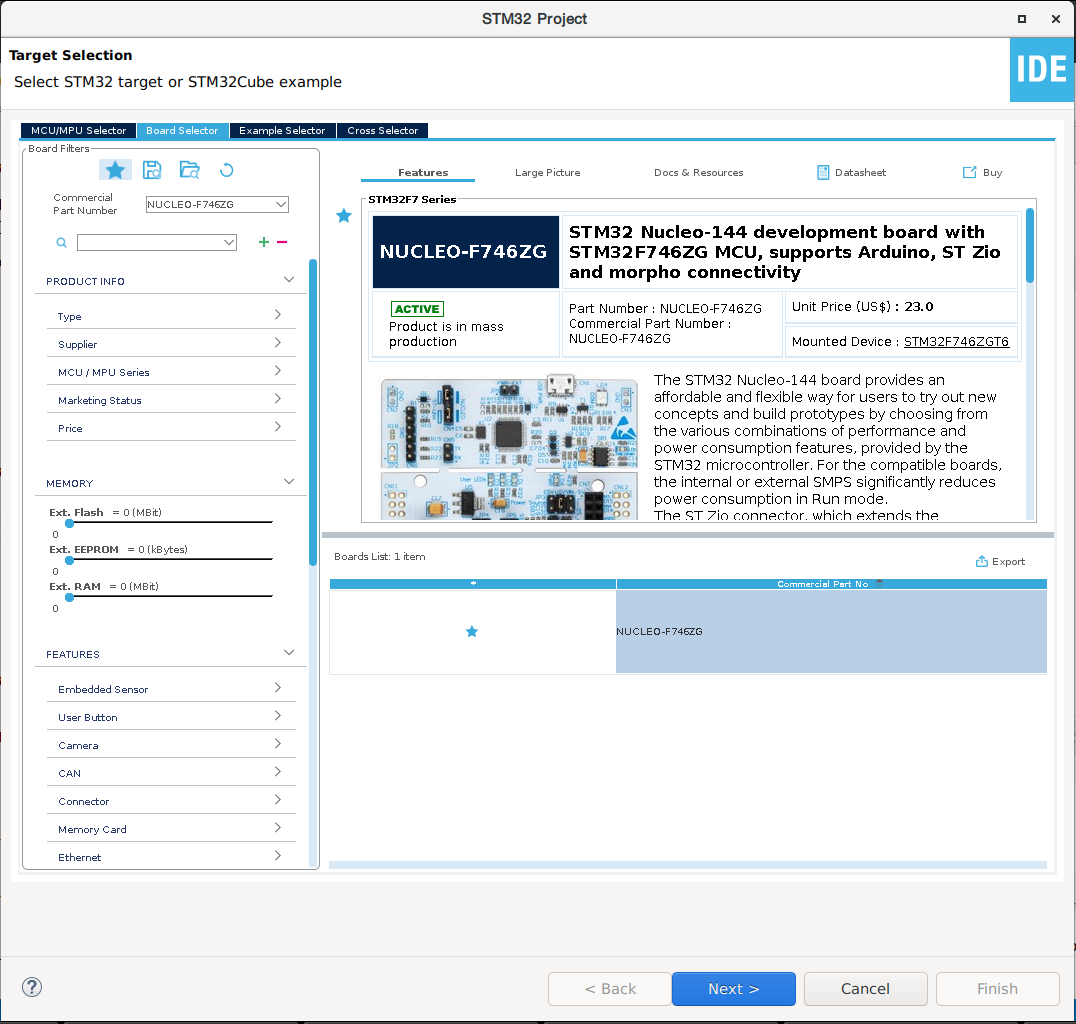 STM32CubeIDE Board Selector