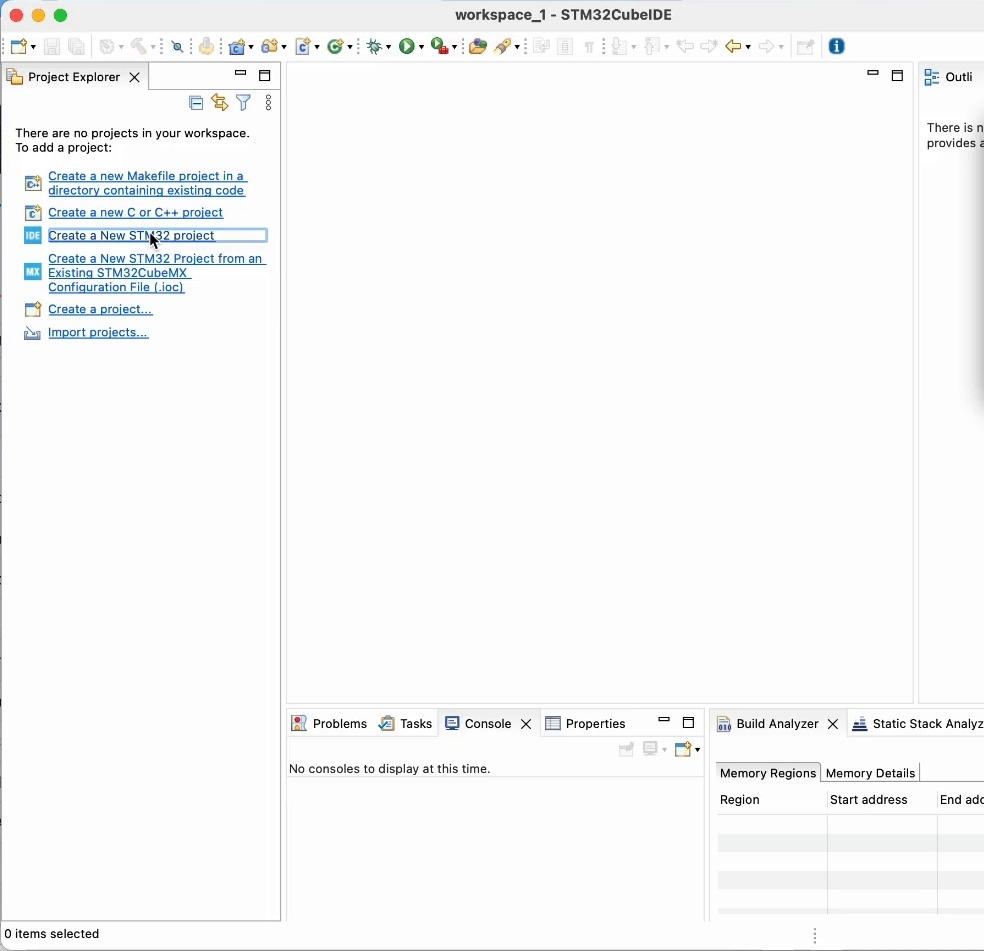 STM32CubeIDE create project