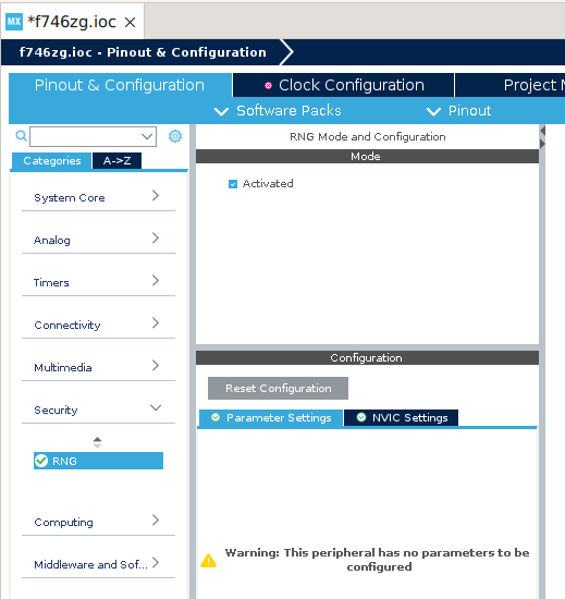 STM32CubeIDE enable RNG peripheral