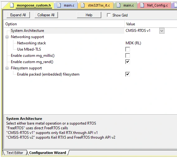 Keil MDK configure Mongoose