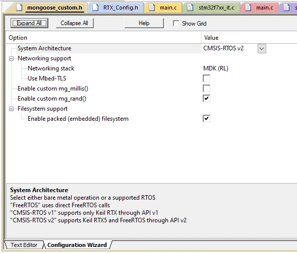 Keil MDK configure Mongoose