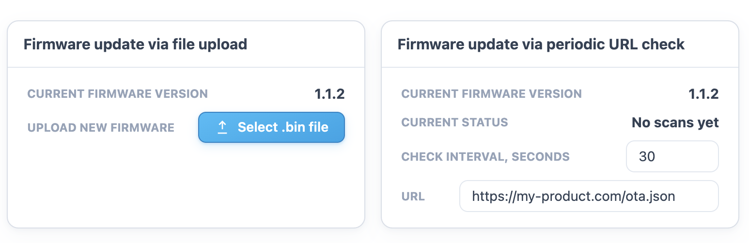 Firmware update dashboard screen